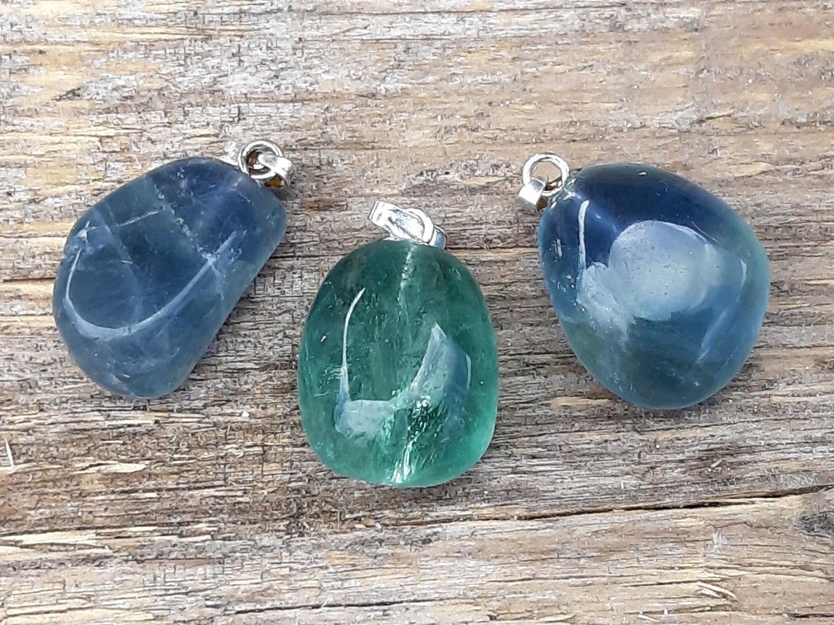 Edelsteen blauwe Fluoriet (John blue) hanger